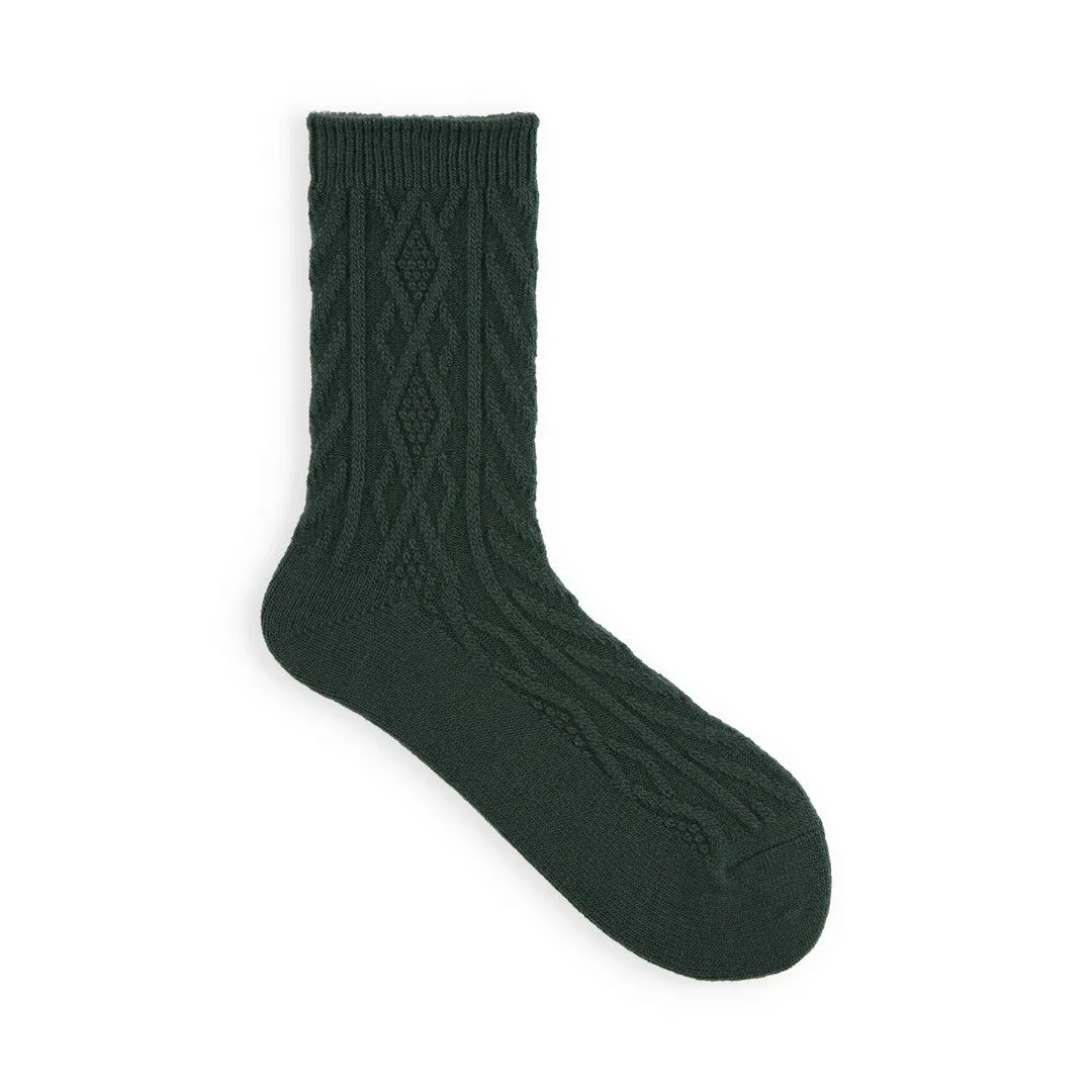 011141267 Wool Diamond Cable Crew Socks