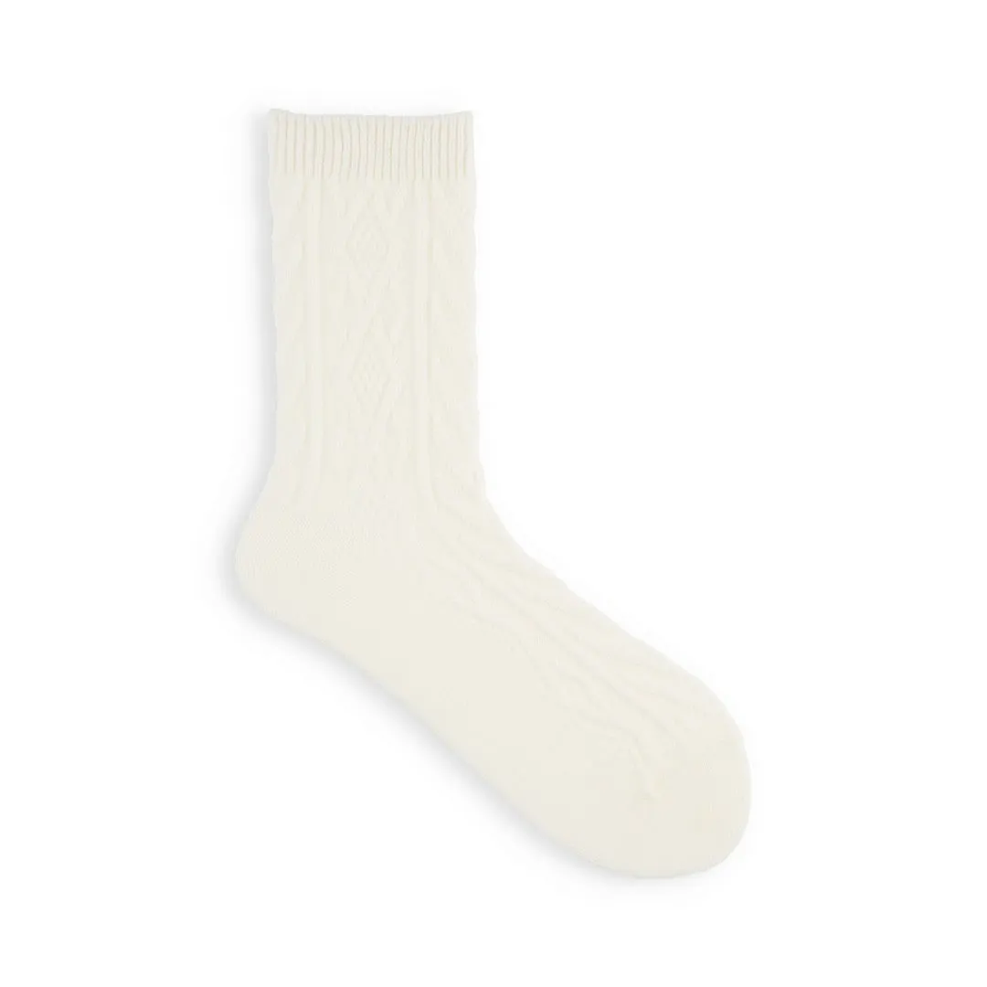 011141267 Wool Diamond Cable Crew Socks