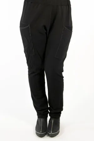 3293 Bamboo /Organic Cotton Knit Pant w huge pockets-Black-U