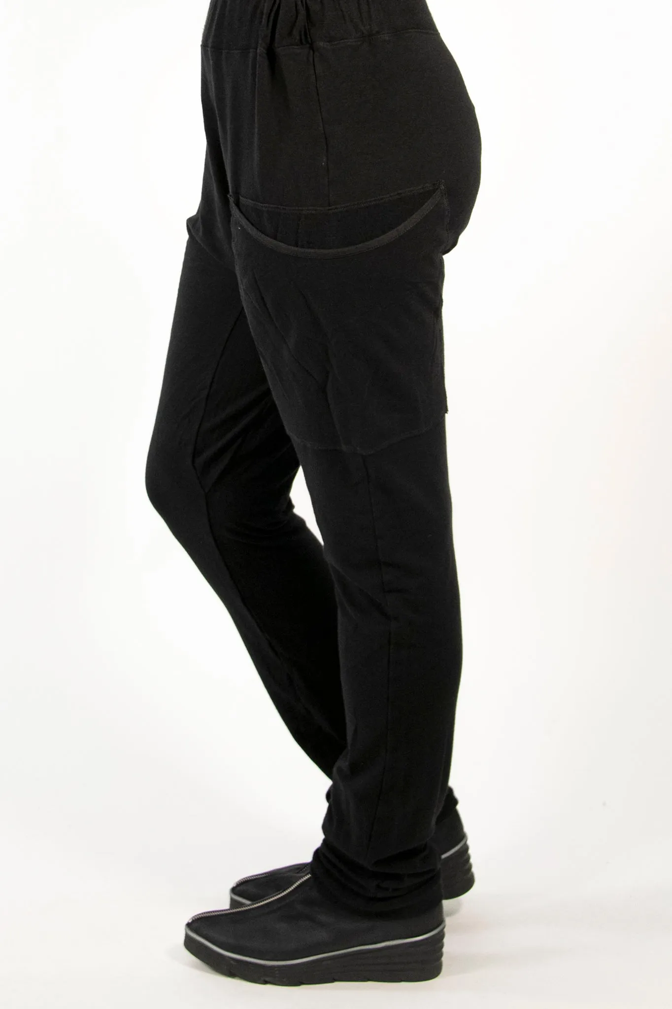 3293 Bamboo /Organic Cotton Knit Pant w huge pockets-Black-U