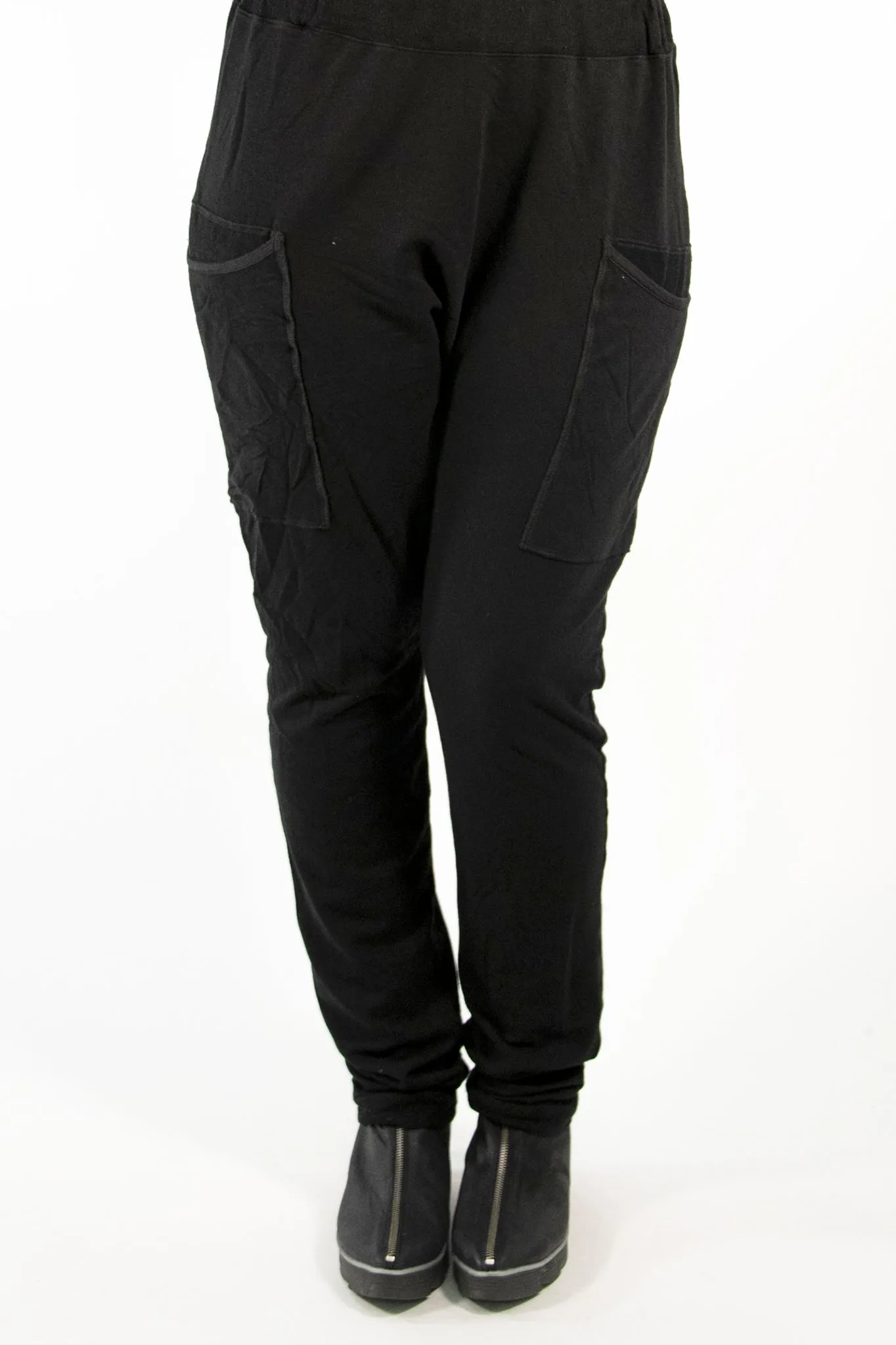 3293 Bamboo /Organic Cotton Knit Pant w huge pockets-Black-U