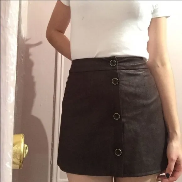 ✨3xHP✨MK Faux Suede Leather Brown Skirt✨