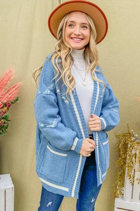 And The Why Cozy Fringe Detail Sweater Cardigan