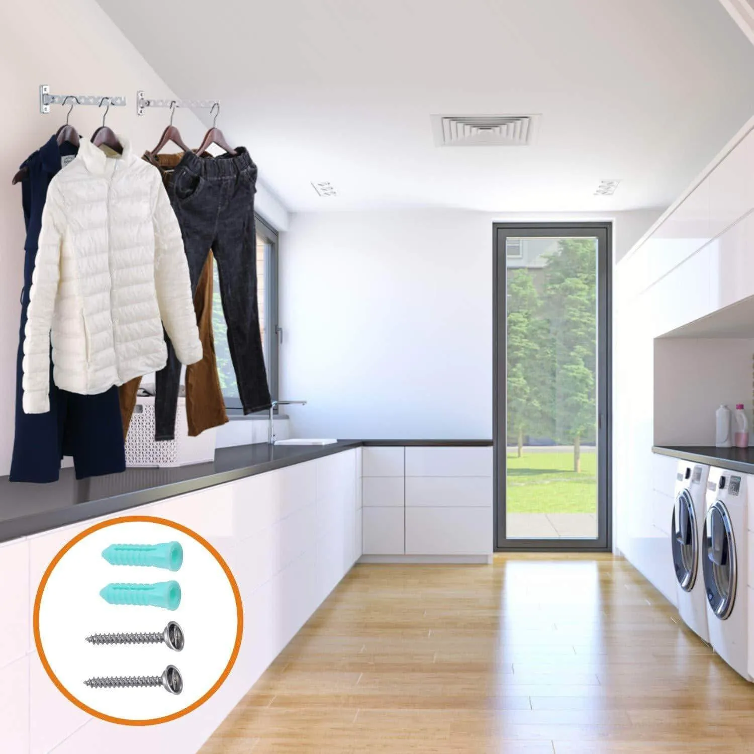 ASHOP Wall Mount Clothes Hanger Rack Wall Clothes Hanger Stainless Steel Clothes Hooks with Swing Arm Holder Closet Organizers and Storage 2 Pack
