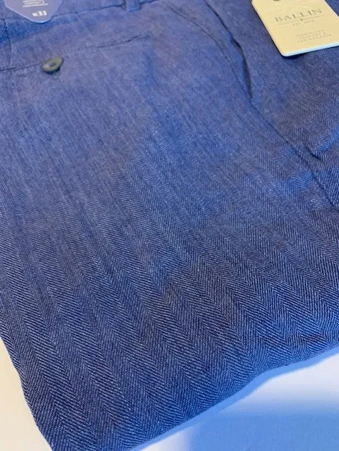 Ballin Blue Mix Chambray Linen Herringbone Slack