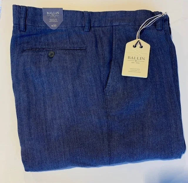 Ballin Blue Mix Chambray Linen Herringbone Slack