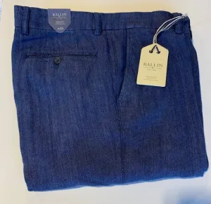 Ballin Blue Mix Chambray Linen Herringbone Slack