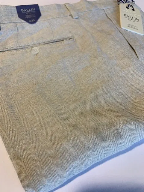 Ballin Natural Chambray Linen Herringbone Slack