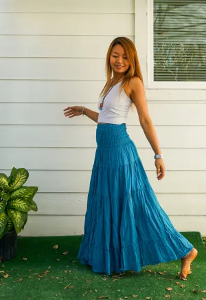 Boho Dream Crinkled Organic Cotton Gauze Tiered Maxi Skirt