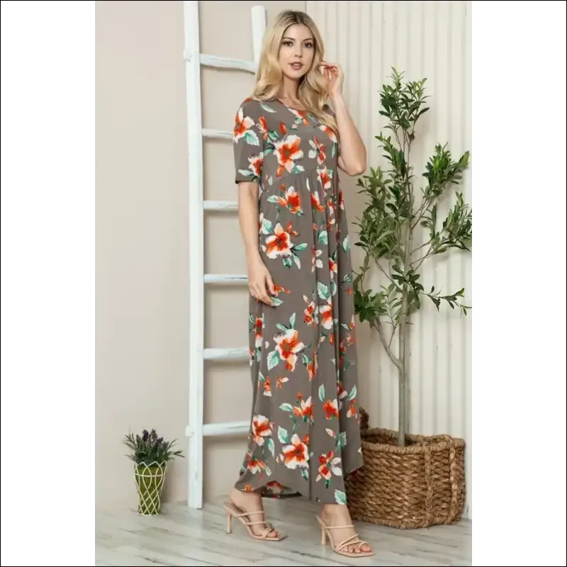 BOMBOM Floral Maxi Tee Dress - Effortless Chic