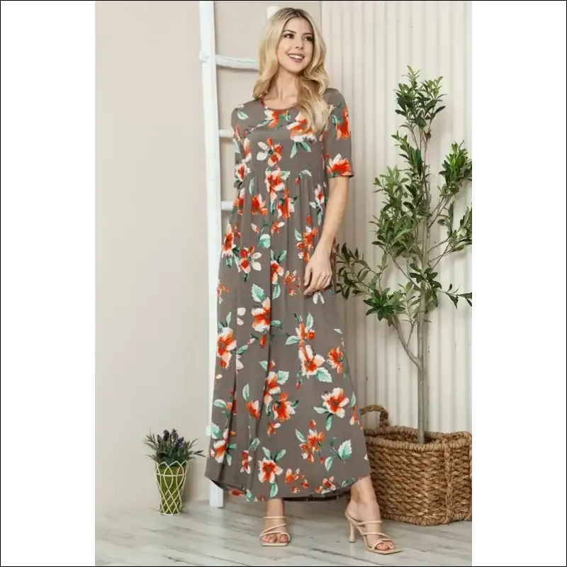 BOMBOM Floral Maxi Tee Dress - Effortless Chic