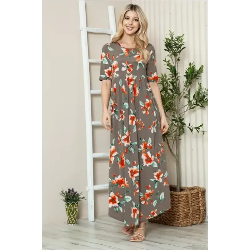 BOMBOM Floral Maxi Tee Dress - Effortless Chic