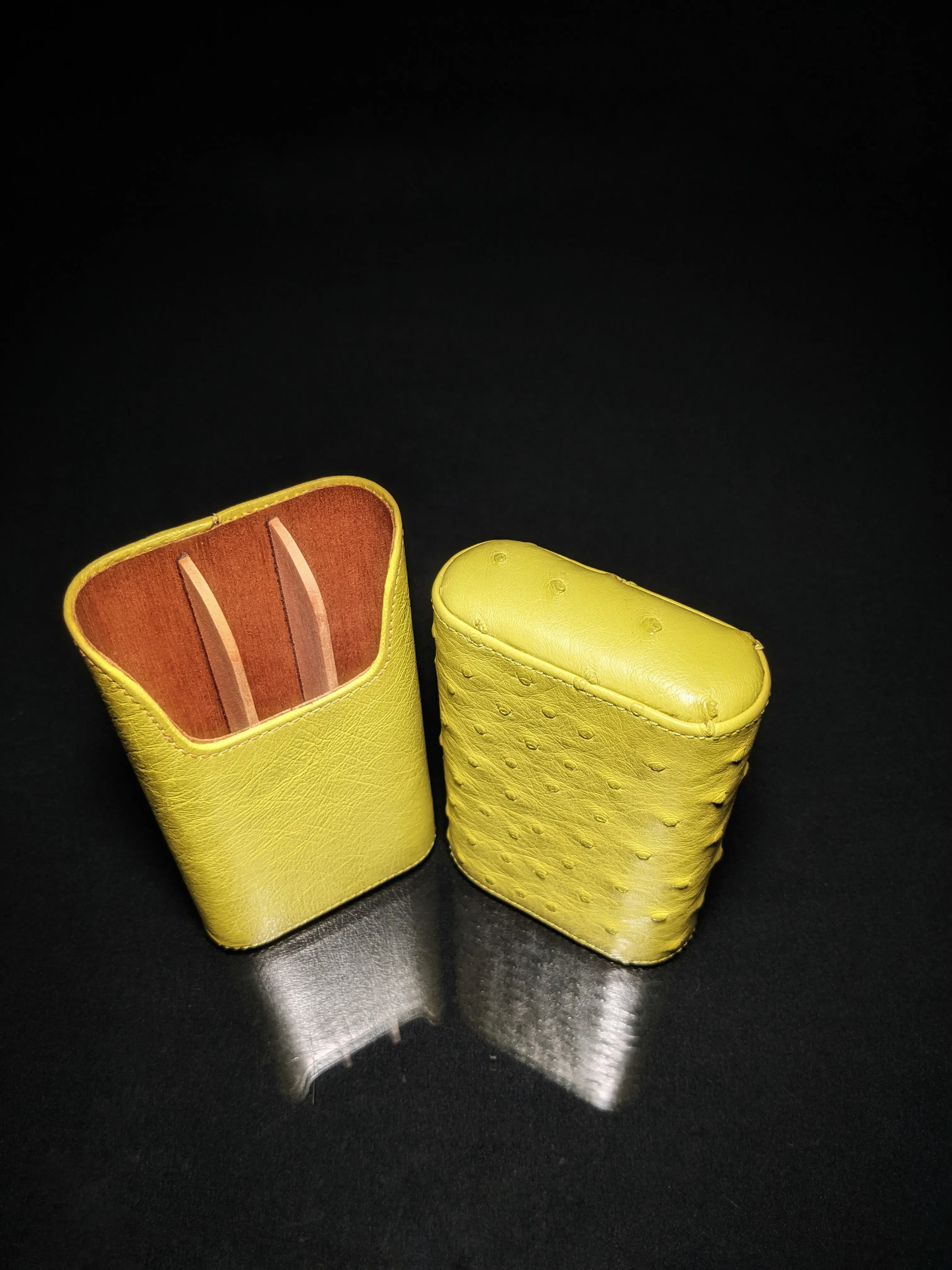 Brizard and Co Ostrich Matcha 3 Cigar Case
