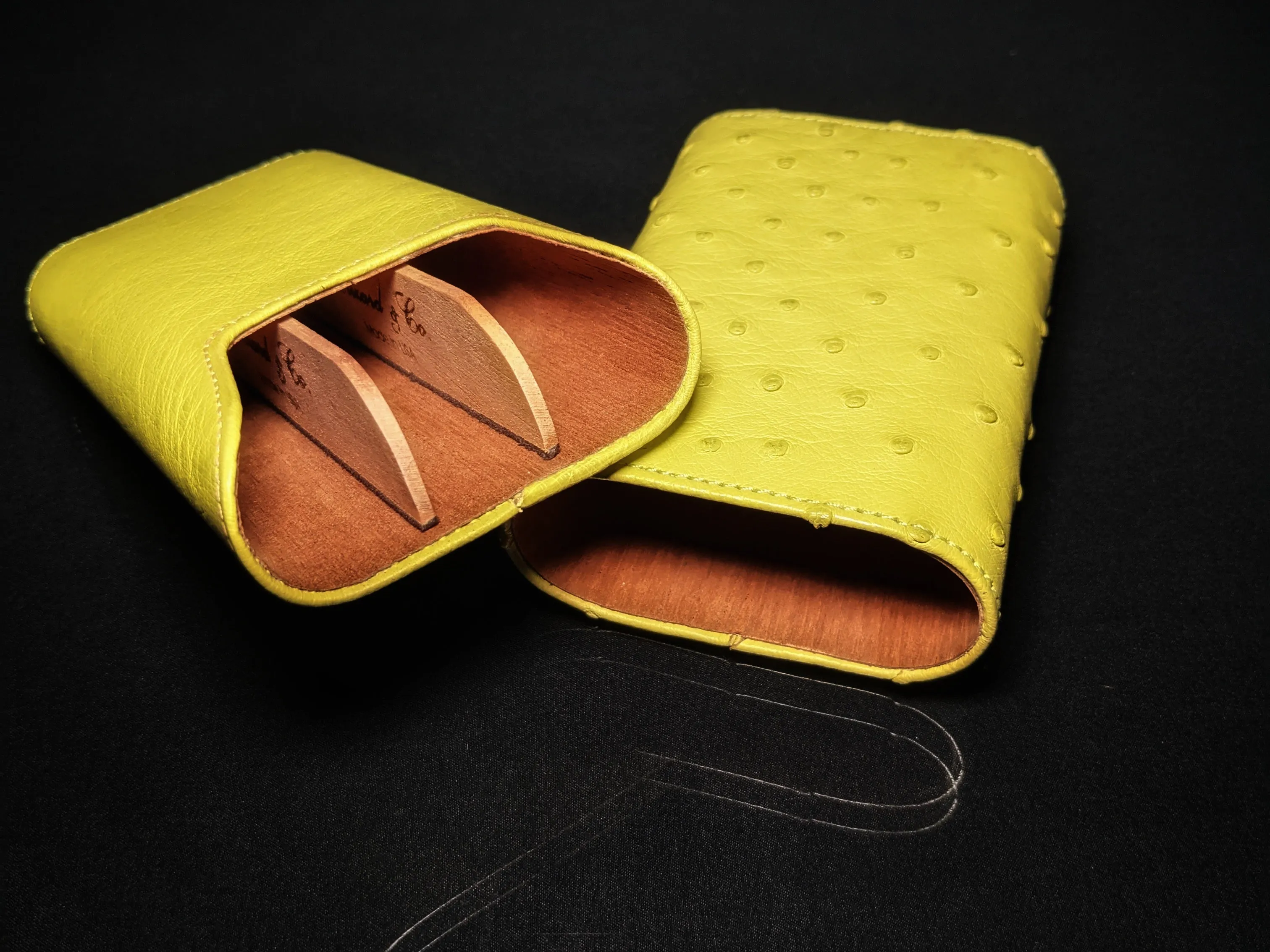 Brizard and Co Ostrich Matcha 3 Cigar Case