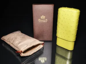 Brizard and Co Ostrich Matcha 3 Cigar Case
