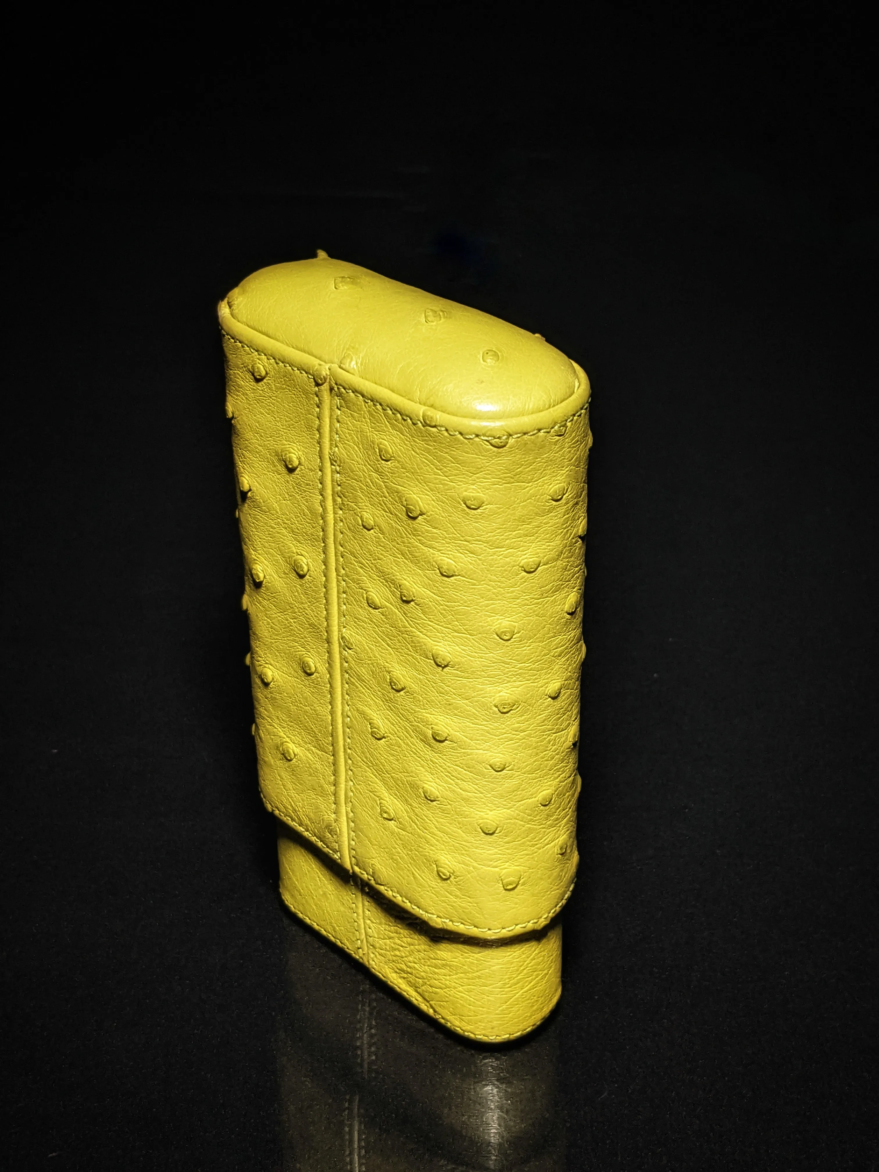 Brizard and Co Ostrich Matcha 3 Cigar Case