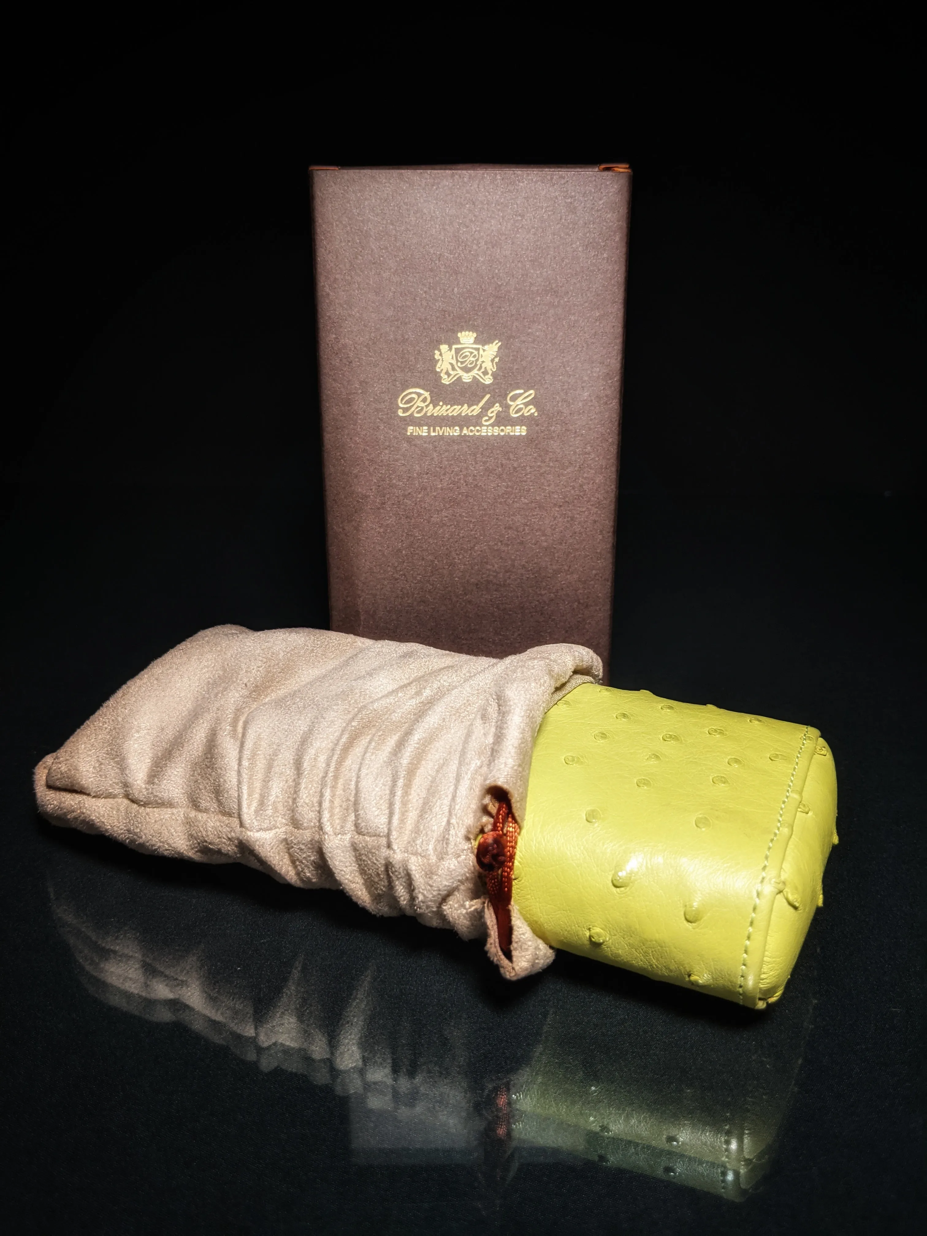 Brizard and Co Ostrich Matcha 3 Cigar Case