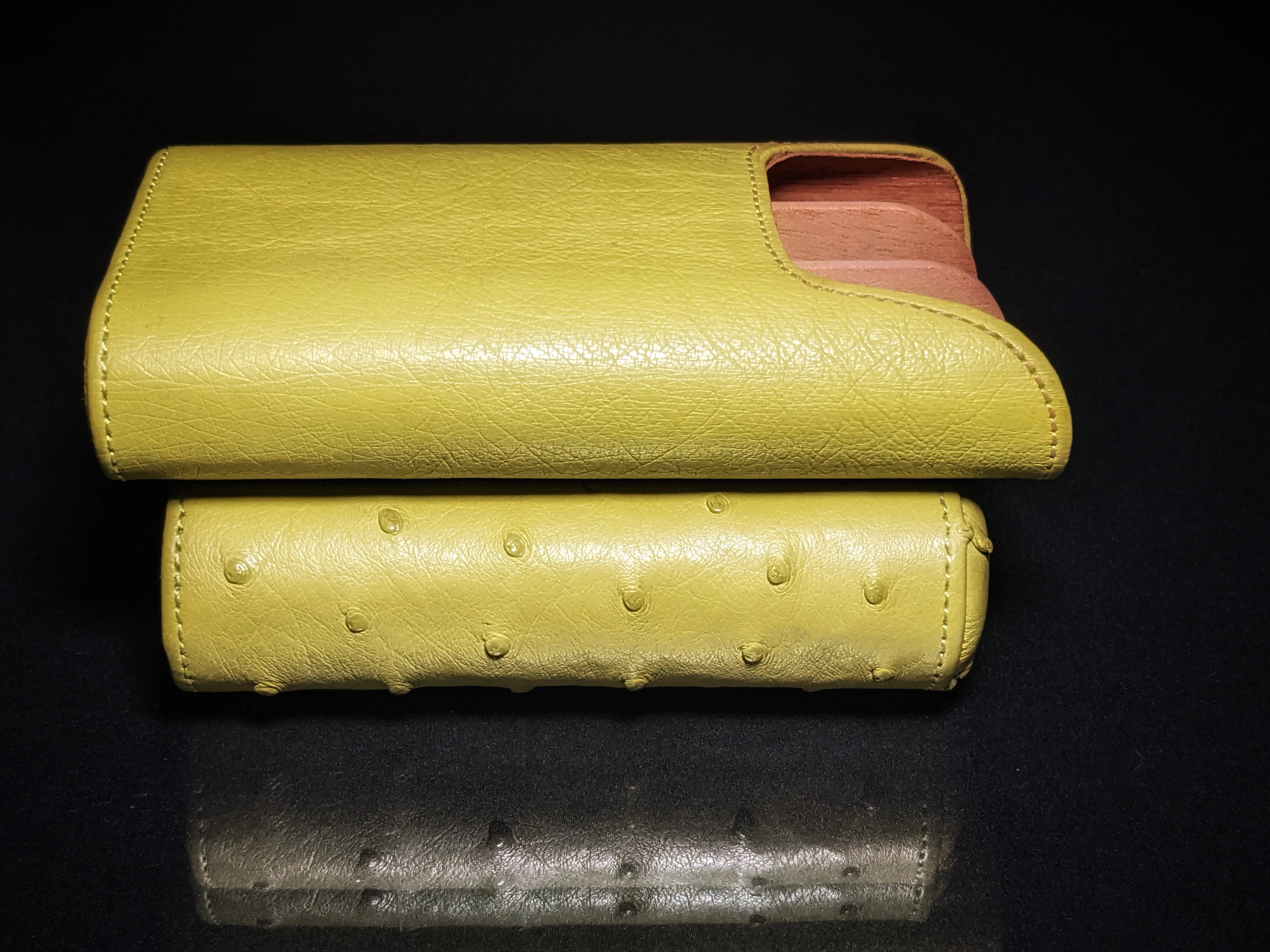 Brizard and Co Ostrich Matcha 3 Cigar Case