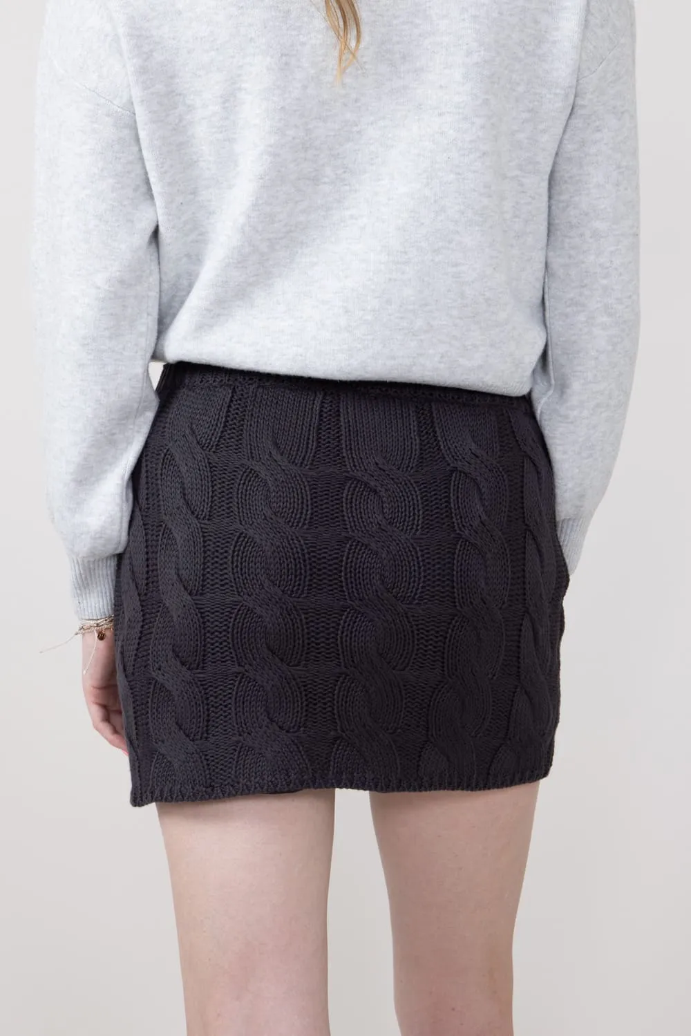 Cable Knit Sweater Mini Skirt for Women in Charcoal | IWS4514-CHARCOAL