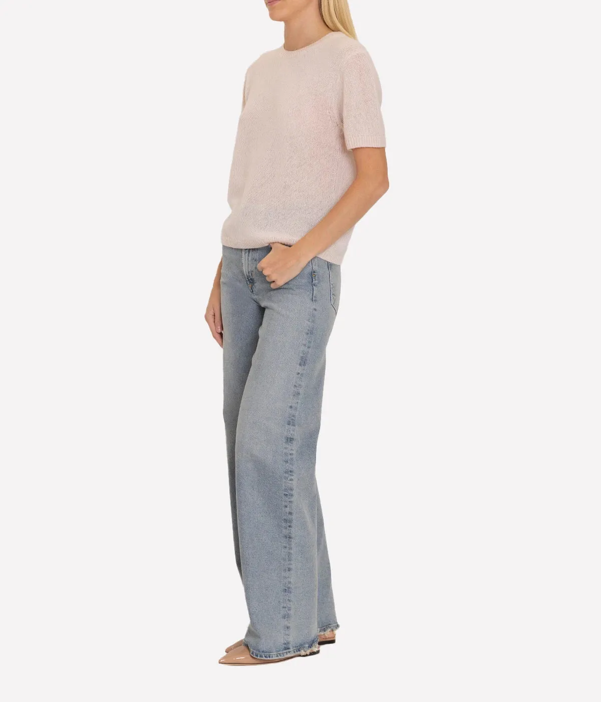 Cashmere Featherweight T-Shirt in Pink Sand