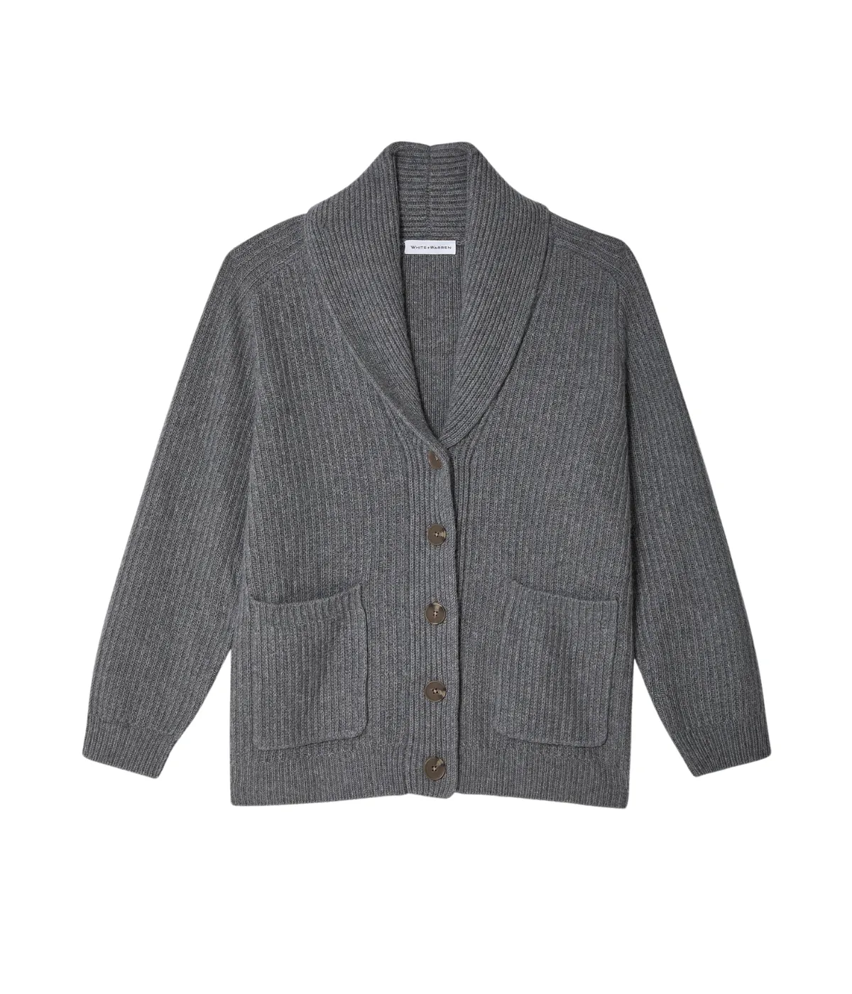 Cashmere Shawl Cardigan in Grey Marl