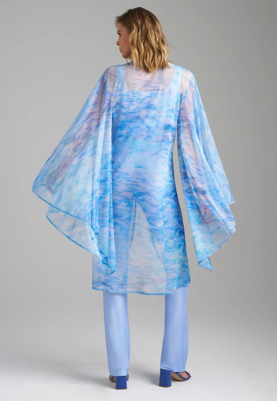 Cassandra Mesh Duster in Ocean Brush