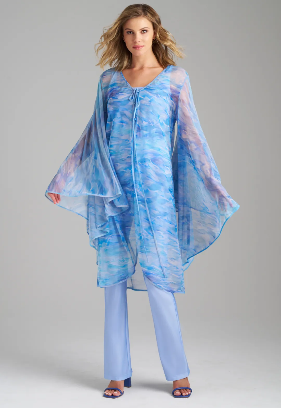 Cassandra Mesh Duster in Ocean Brush
