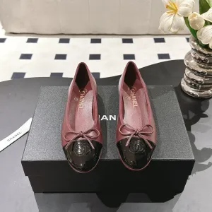 cc 25c ballet flat cross line pattern burgundy lambskin 237483