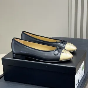 CC Classic Ballet Flats Black Gold Lambskin 282277