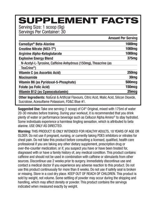 CELLUCOR C4 ID ORIGINAL PRE WORKOUT 60 SERVE
