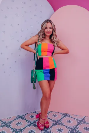 Chassidy Color Block Mini Skirt Set