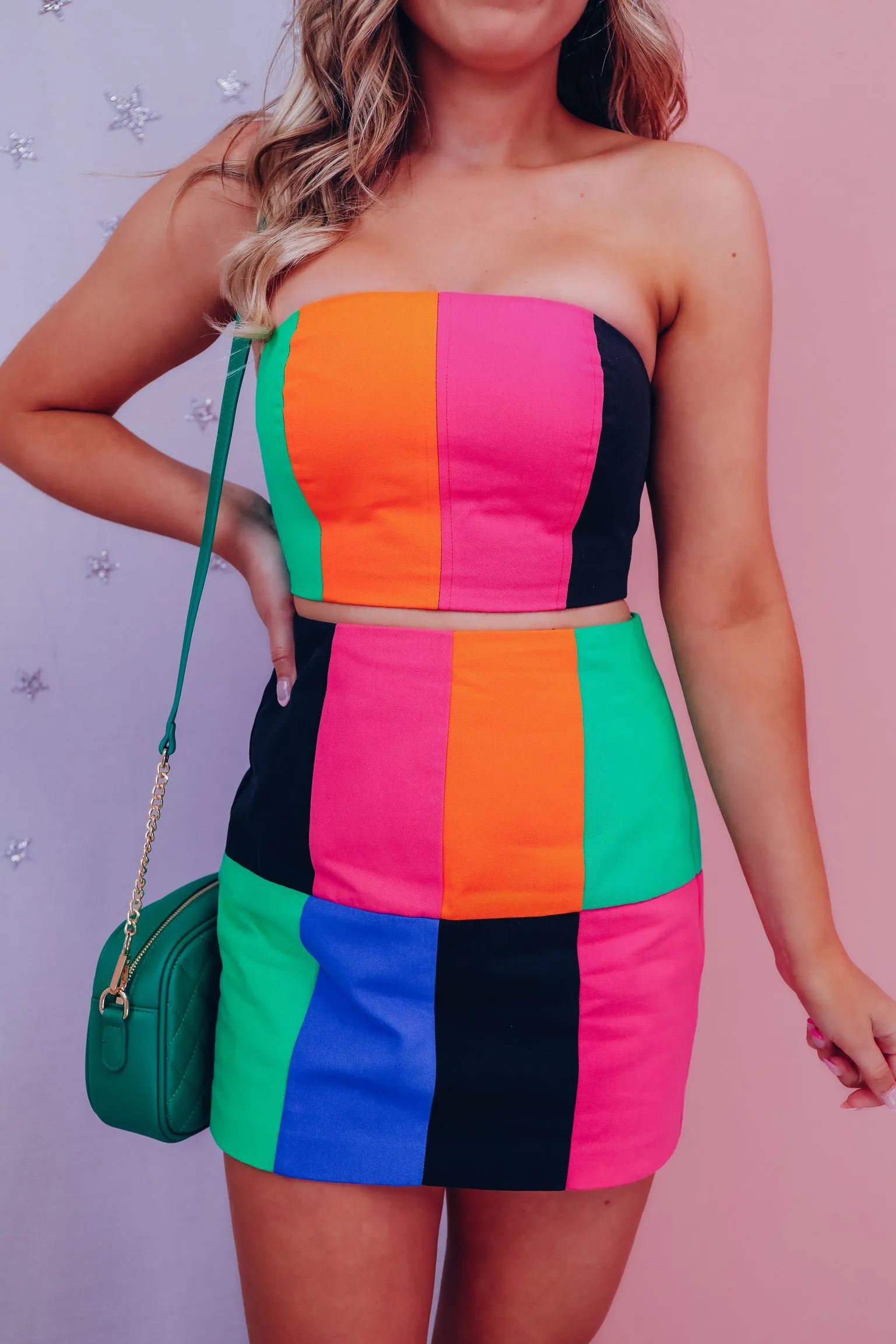 Chassidy Color Block Mini Skirt Set
