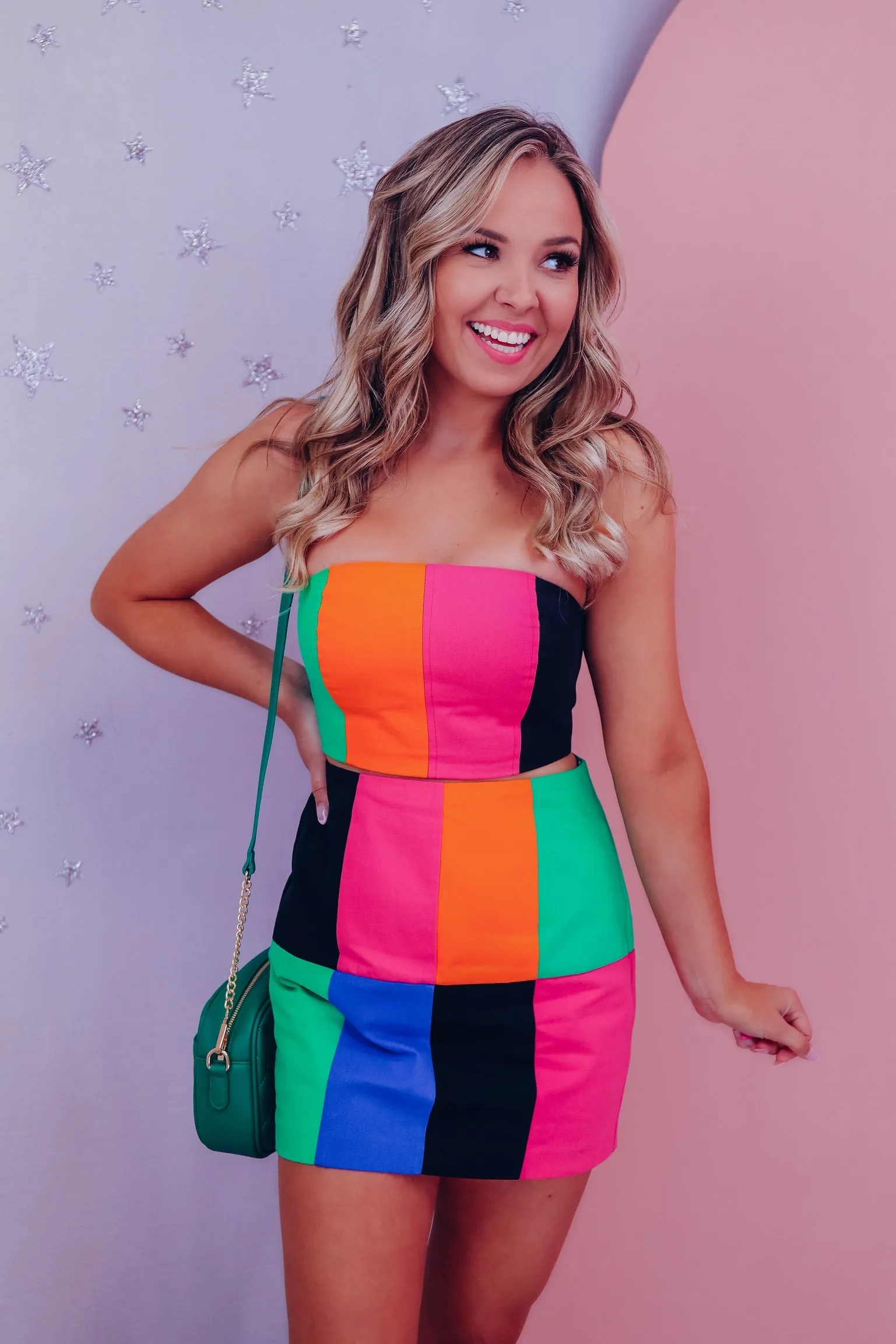 Chassidy Color Block Mini Skirt Set