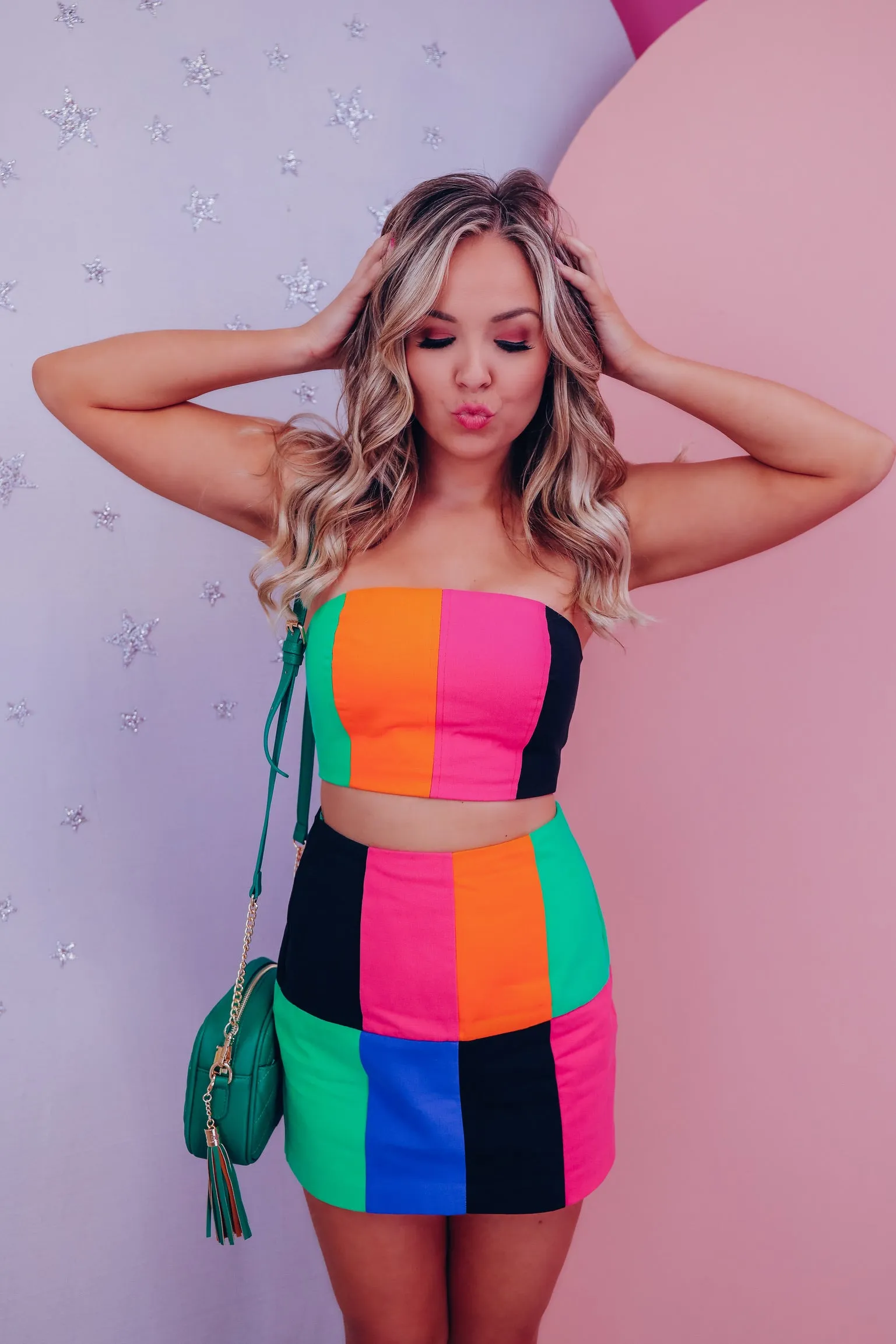 Chassidy Color Block Mini Skirt Set