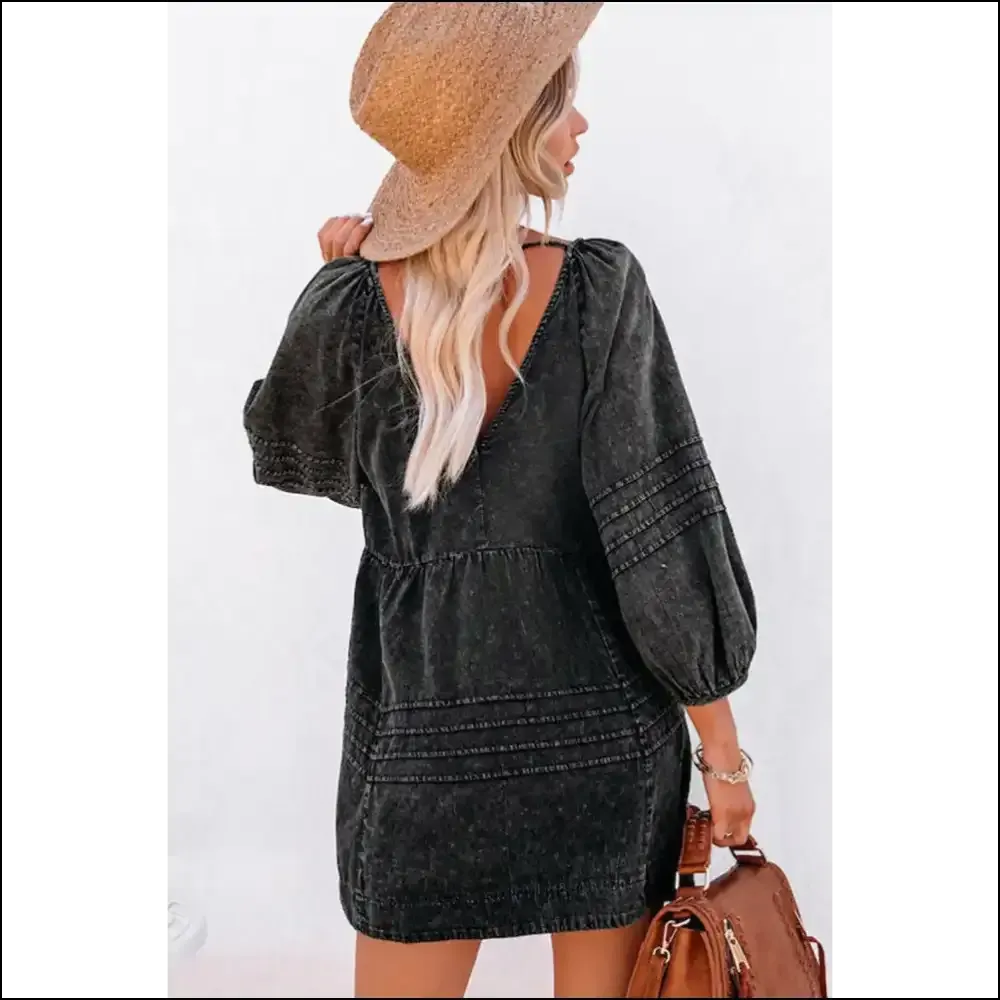 Chic Black Denim Dress: Empire Waist?  Slay, Needful Things 🖤