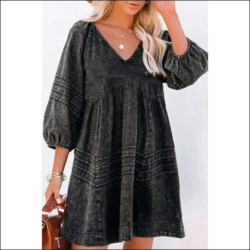 Chic Black Denim Dress: Empire Waist?  Slay, Needful Things 🖤