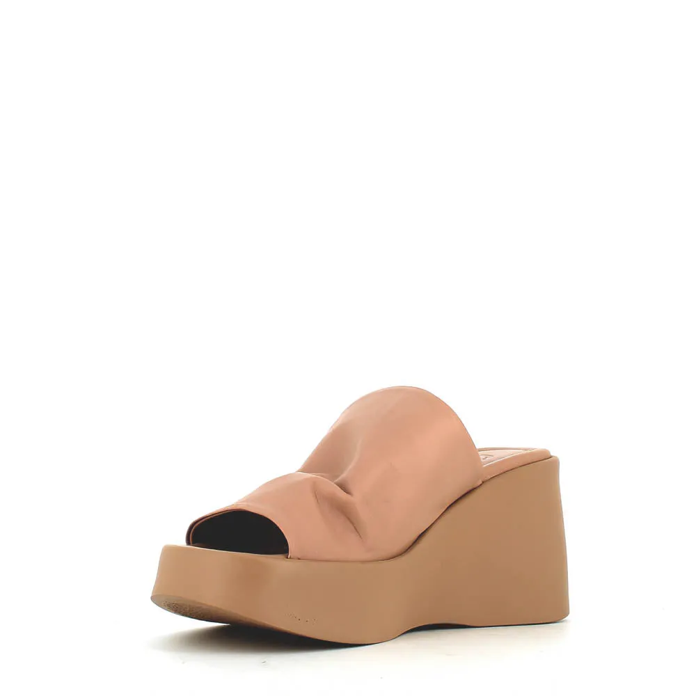 Cinders Edit High Leather Wedge Mule Nude