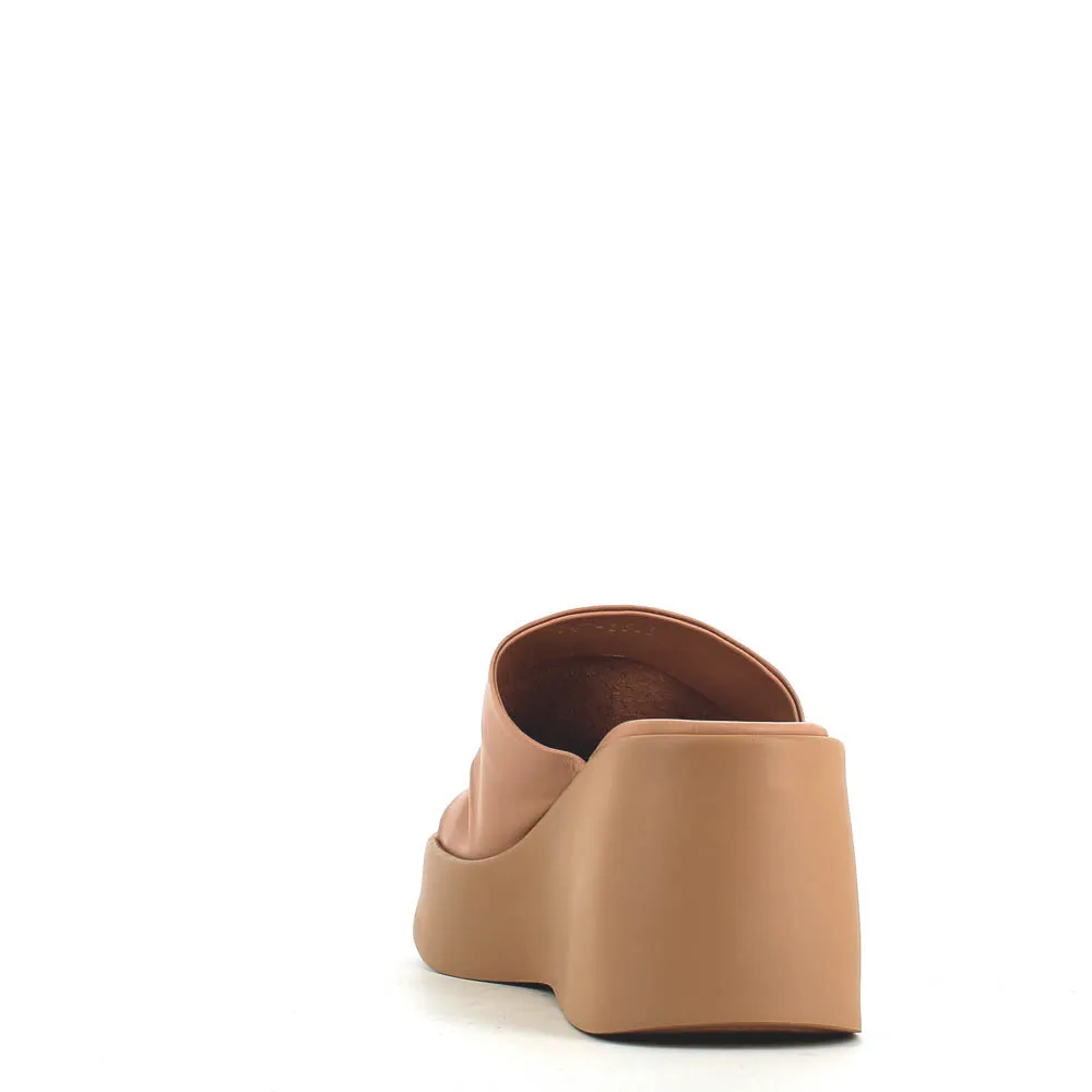 Cinders Edit High Leather Wedge Mule Nude