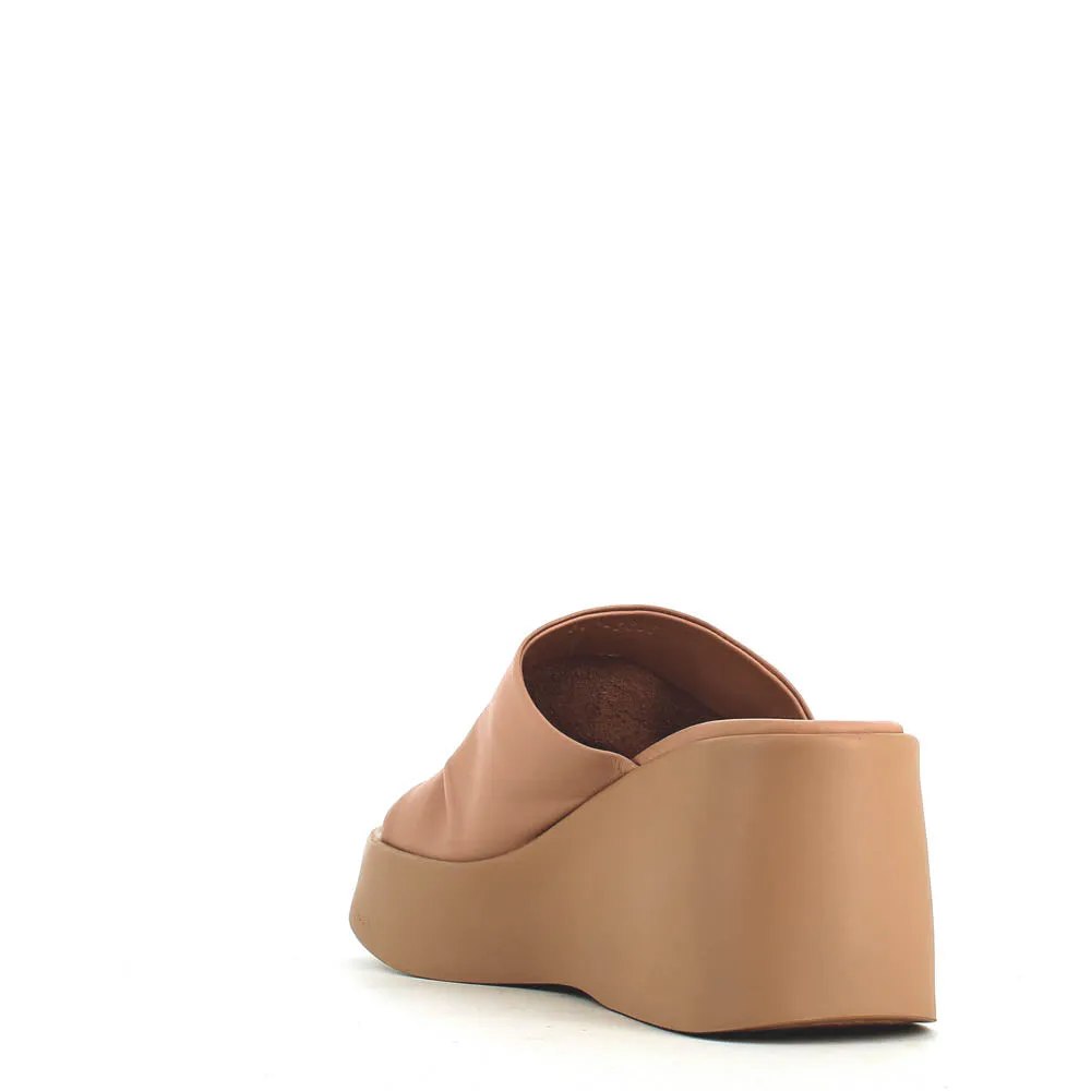 Cinders Edit High Leather Wedge Mule Nude
