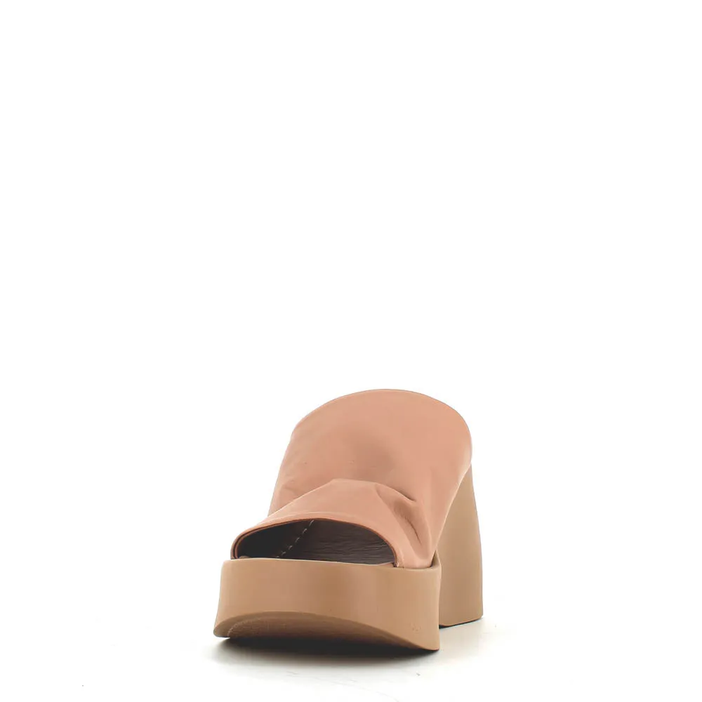 Cinders Edit High Leather Wedge Mule Nude