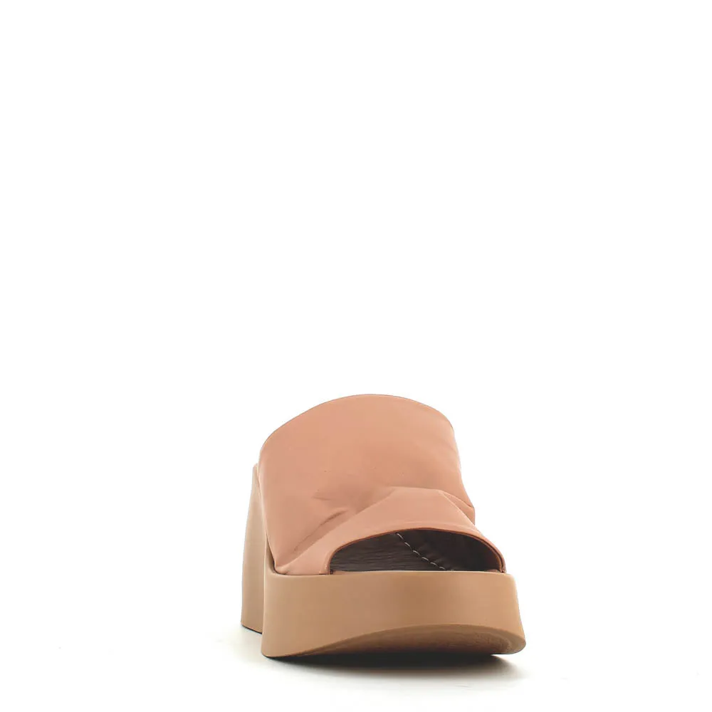 Cinders Edit High Leather Wedge Mule Nude