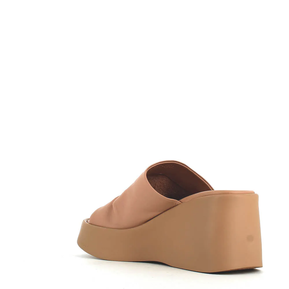 Cinders Edit High Leather Wedge Mule Nude