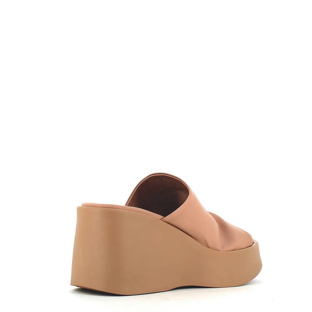 Cinders Edit High Leather Wedge Mule Nude
