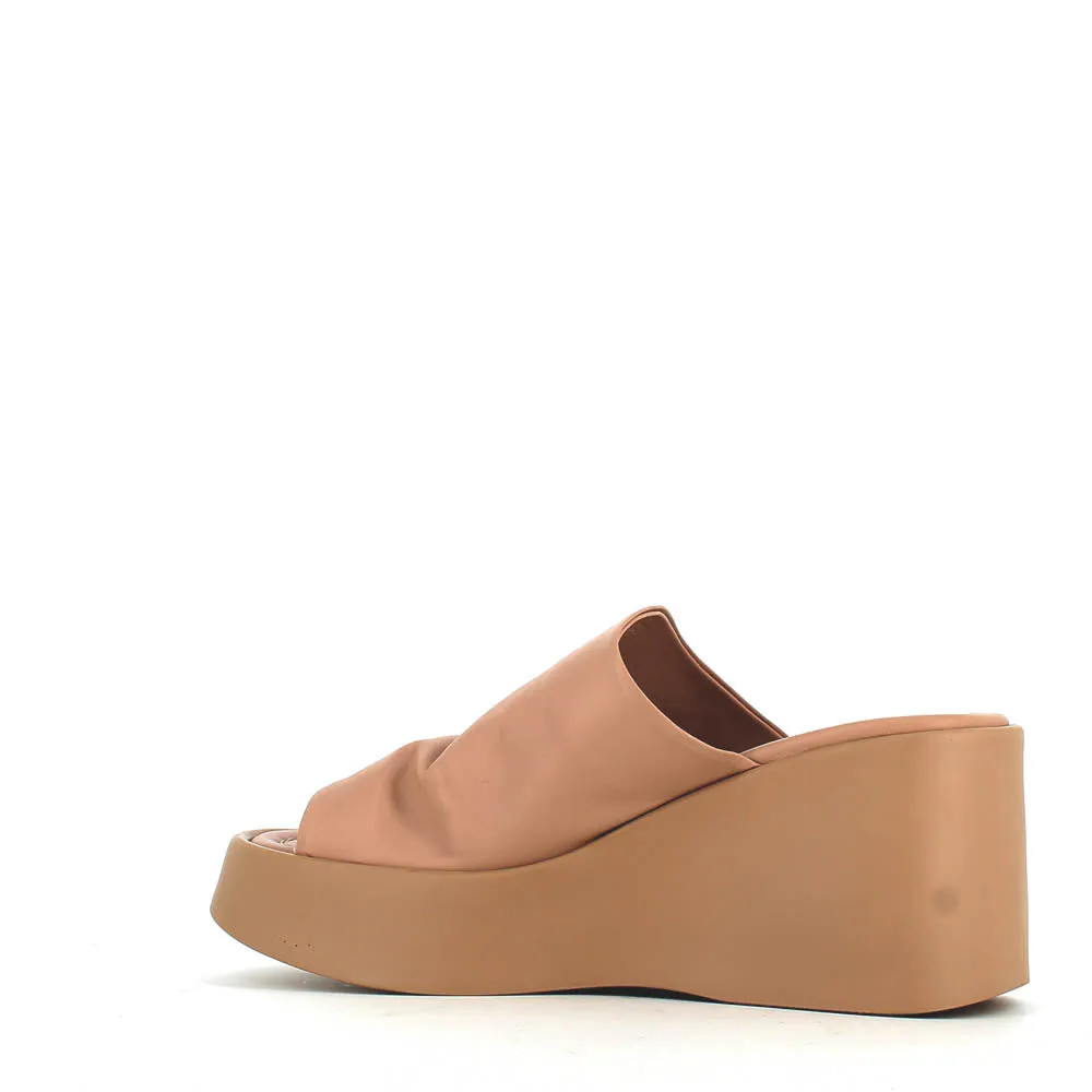 Cinders Edit High Leather Wedge Mule Nude