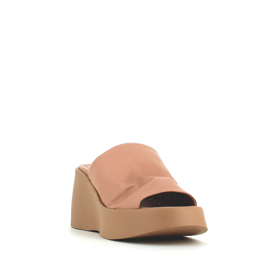 Cinders Edit High Leather Wedge Mule Nude