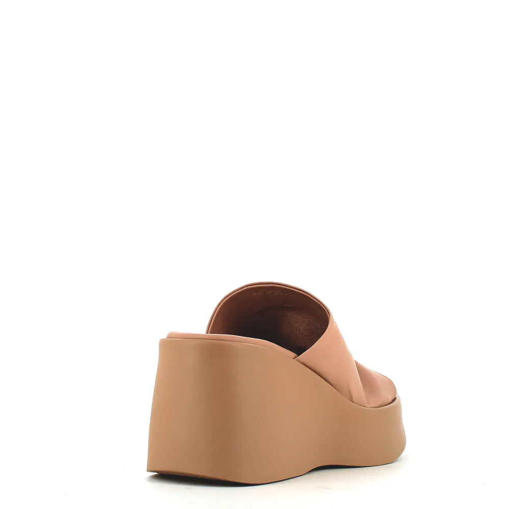 Cinders Edit High Leather Wedge Mule Nude
