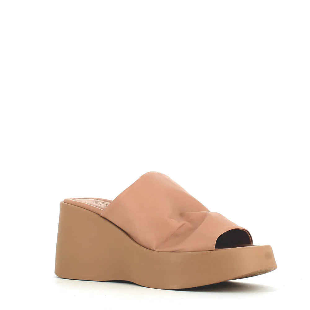Cinders Edit High Leather Wedge Mule Nude