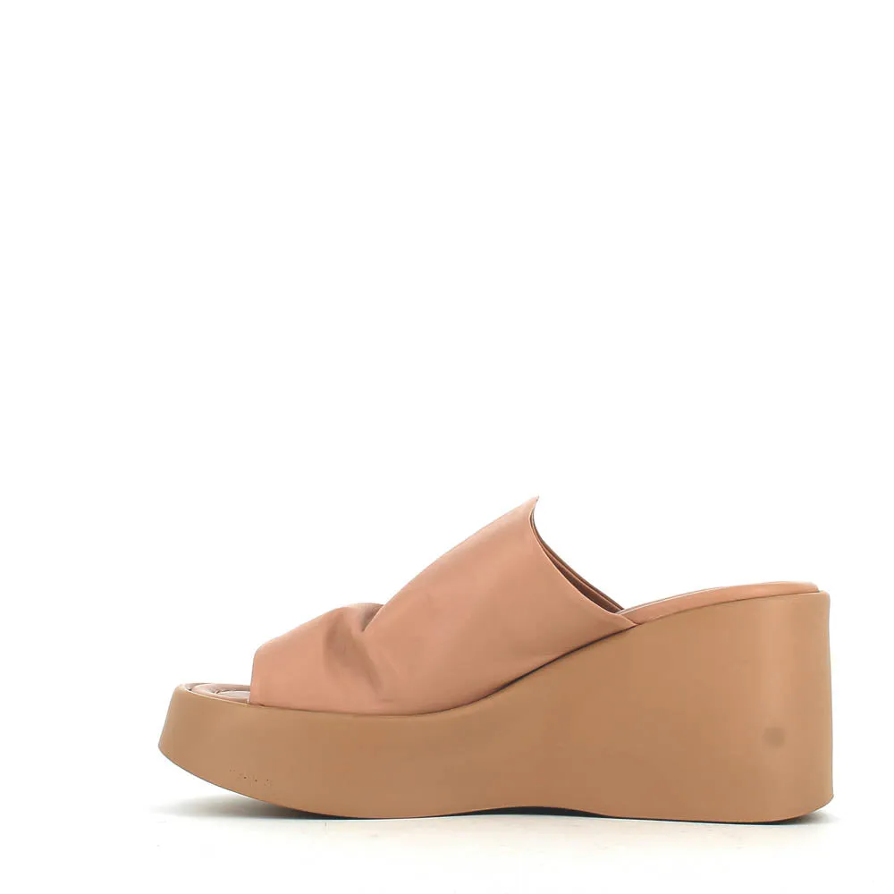Cinders Edit High Leather Wedge Mule Nude