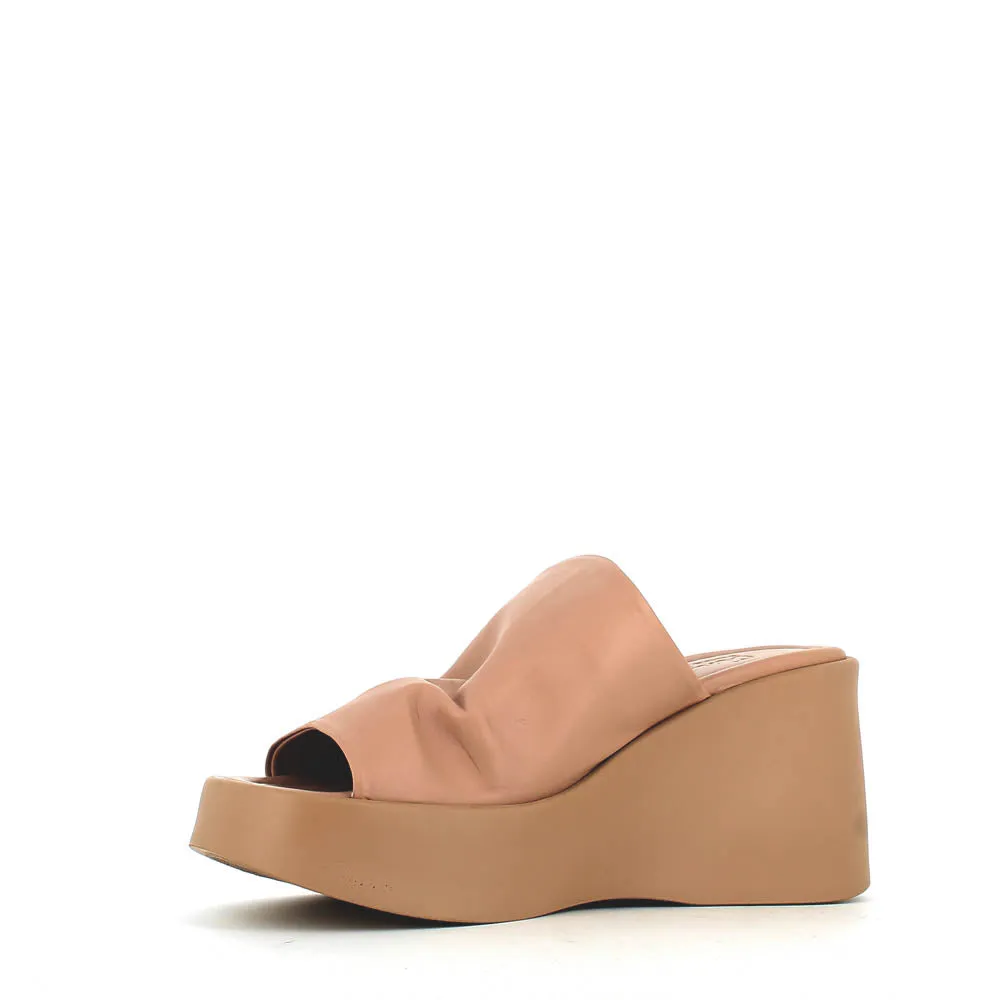 Cinders Edit High Leather Wedge Mule Nude