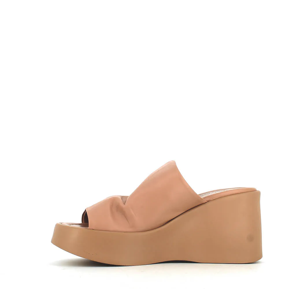 Cinders Edit High Leather Wedge Mule Nude